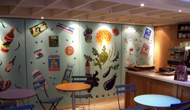 Photograph of the mural depicting various ingredients